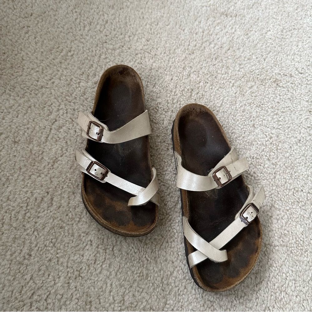 Birkenstock Mayari cream pearl strappy hippy sandals🐚